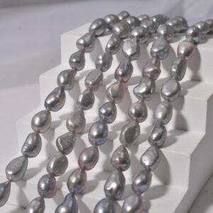 Perlas naturales de agua dulce de forma libre grises de 8-9 mm