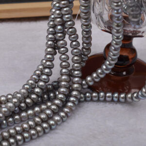 Perlas de agua dulce planas de color gris topo de 8 mm