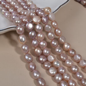 Perles d'eau douce à dos plat violet clair de 9 mm