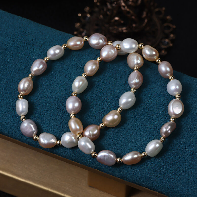 Elastic Multicolor Freshwater Pearl Bracelet