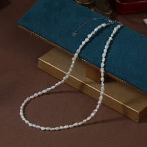 Adjustable Freshwater Rice Pearl Strand Necklace