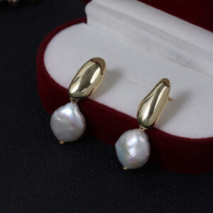 Baroque Pearl and Gold Drop Earrings