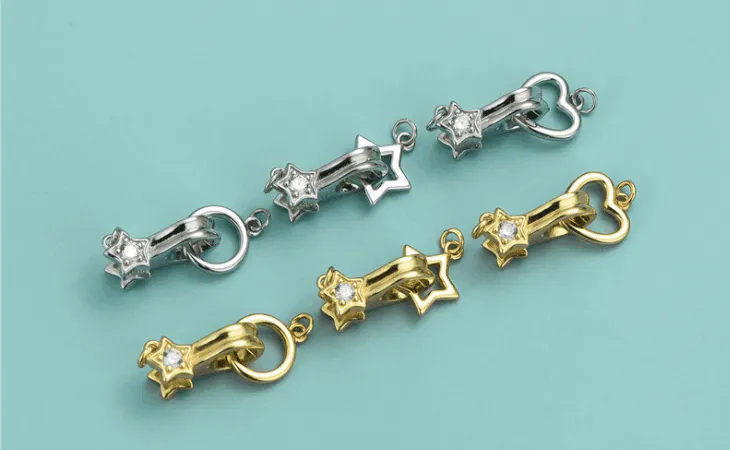 Banner de venta al por mayor de cierres de plata de ley Greta