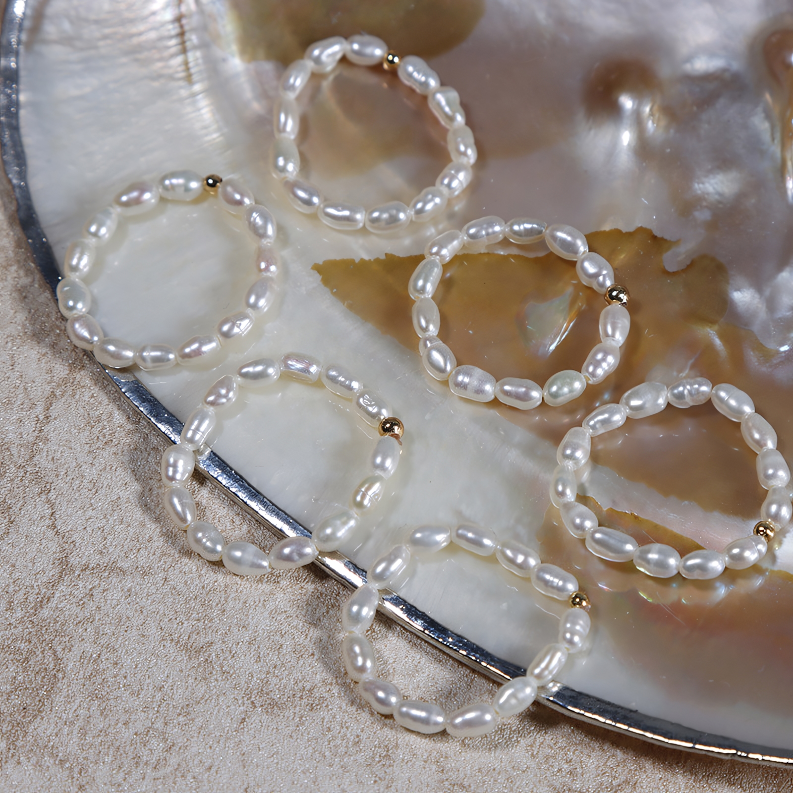 Freshwater Rice Pearl Ring With 14K Gold-Filled Accents