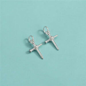 Colgante de cruz de plata S925 para pulsera y collar