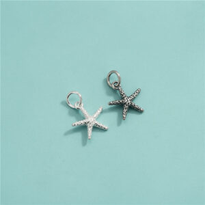 S925 Silver Hammered Starfish Pendant for Necklace