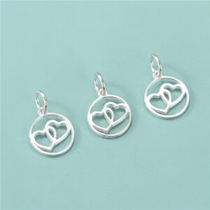 Pendentif cœur à cœur en argent S925 pour bracelet et collier