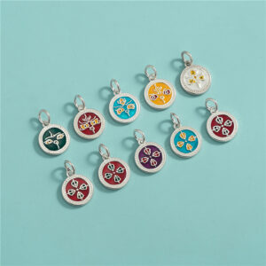 Pendentif tibétain Tangka en résine et argent S925 pour collier