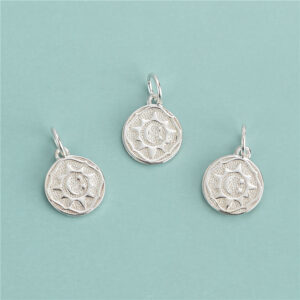 S925 Silver Sun Disc Pendant for Necklace and Bracelet