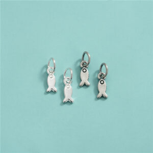 Colgante de pez de plata S925 para pulsera y collar