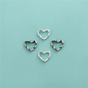 S925 Silver Twisted Heart Ring Spacer for Bracelet and Necklace
