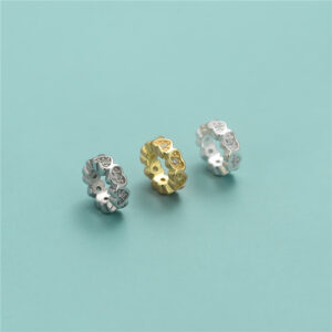S925 Silver Zircon Heart Spacer Bead for Jewelry Making