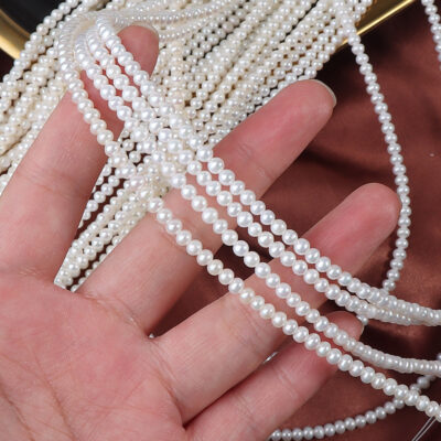 3A 3-3,5 mm nahezu runde natürliche Süßwasserperlen