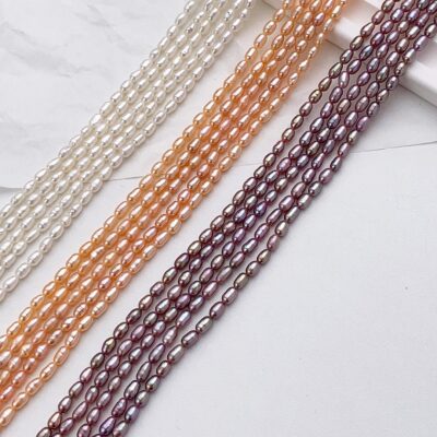 3mm Fine Rice-Shaped Natural Freshwater Pearls