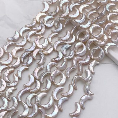 Perlas de agua dulce naturales de alta calidad en forma de luna de 6 x 16 mm