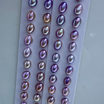 Perles d'eau douce violettes sans pépins en forme de riz de 7 mm