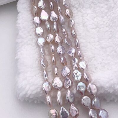 Perla de agua dulce rizada en forma de lágrima plana de 9 mm