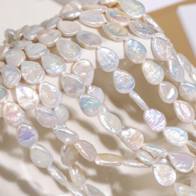 Perlas de agua dulce naturales barrocas en forma de lágrima de 10 x 14 mm