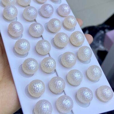 10-12mm Carved Freshwater Pearl with Dragon Scale Pattern