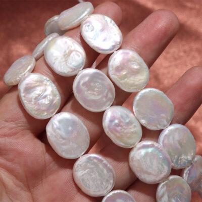 Perlas de agua dulce iridiscentes naturales y lustrosas de 14-15 mm