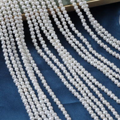 Perlas de agua dulce de patata sin núcleo natural de 3-3,5 mm