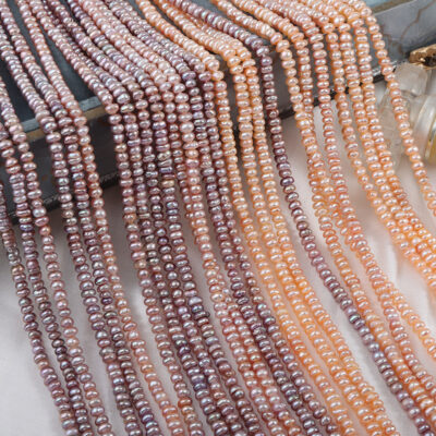 Perles d'eau douce plates multicolores naturelles de 3,5 à 4 mm