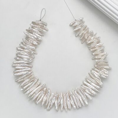 30 mm Hochglanz-Süßwasserperle mit mittlerem Loch, stabförmig