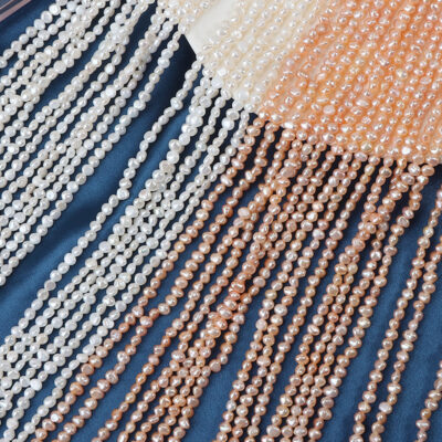 Mini perlas de agua dulce de 3 mm con parte posterior plana y forma libre