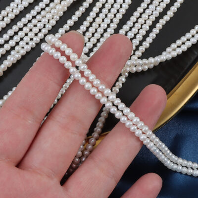 Perles d'eau douce naturelles presque rondes de 3 mm