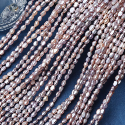 Perlas de agua dulce de 4 mm de alto brillo en colores caramelo mixtos naturales