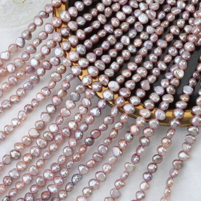 Perlas de agua dulce barrocas de brillo doble de color púrpura de 5-6 mm