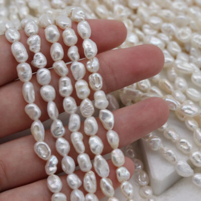 Perles d'eau douce irrégulières non nucléées de 5 à 7 mm