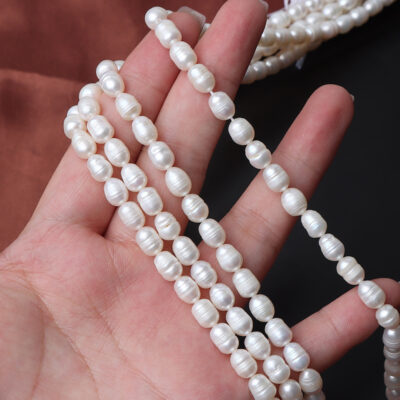 Perlas de agua dulce de grano de arroz acanalado natural de 5 mm