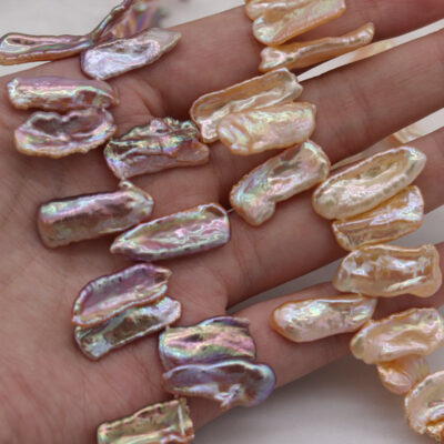 Perlas de agua dulce Biwa coloridas con orificio lateral de 6-8 mm