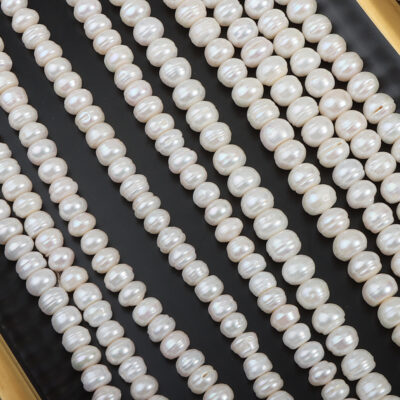 8-9mm Ribbed Natural Thick Nacre Freshwater Pearls