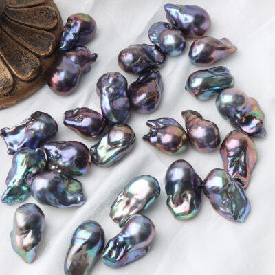 Dyed Multicolor Green Free Form Baroque Pearls