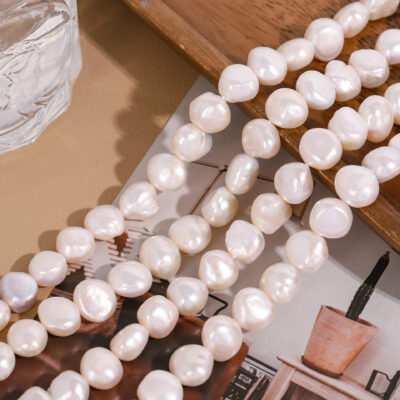 Perlas de agua dulce arrugadas con parte trasera plana de 10 mm