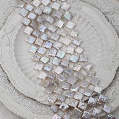 Perlas de agua dulce cuadradas de alto brillo natural de 11-12 mm