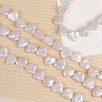 Perlas de agua dulce barrocas perforadas en forma de corazón de 12 mm