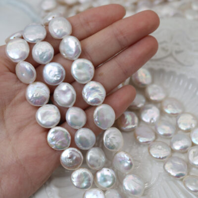 12mm Natural Lustrous Coin Thick Nacre Freshwater Pearls