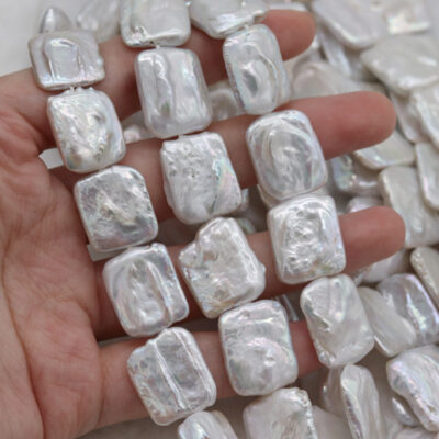 Perlas de agua dulce rectangulares grandes de 15-16 mm