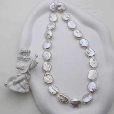 Perlas de agua dulce ovaladas arrugadas naturales de 15 mm