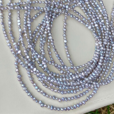 3-4mm Dyed Grey Flat Back Freshwater Pearls