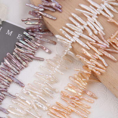 Perlas de agua dulce finas de 3-5 mm en forma de barra y alto brillo