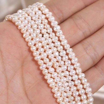 Perlas de agua dulce naturales de forma libre, ligeramente defectuosas, de 3,5 a 4 mm