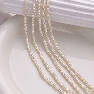 Perles d'eau douce naturelles à dos plat de 3 mm, très brillantes