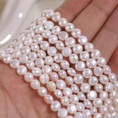 Perlas de agua dulce brillantes con parte posterior plana de 6-7 mm