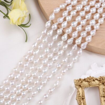 Perlas de agua dulce naturales en forma de lágrima de 7-8 mm