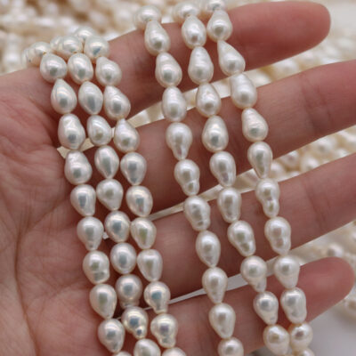 Perlas de agua dulce barrocas en forma de lágrima de 7-8 mm
