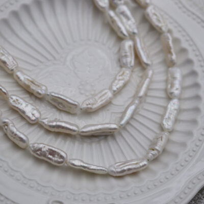7mm Natural Freshwater Ribbed Irregular Biwa Pearls